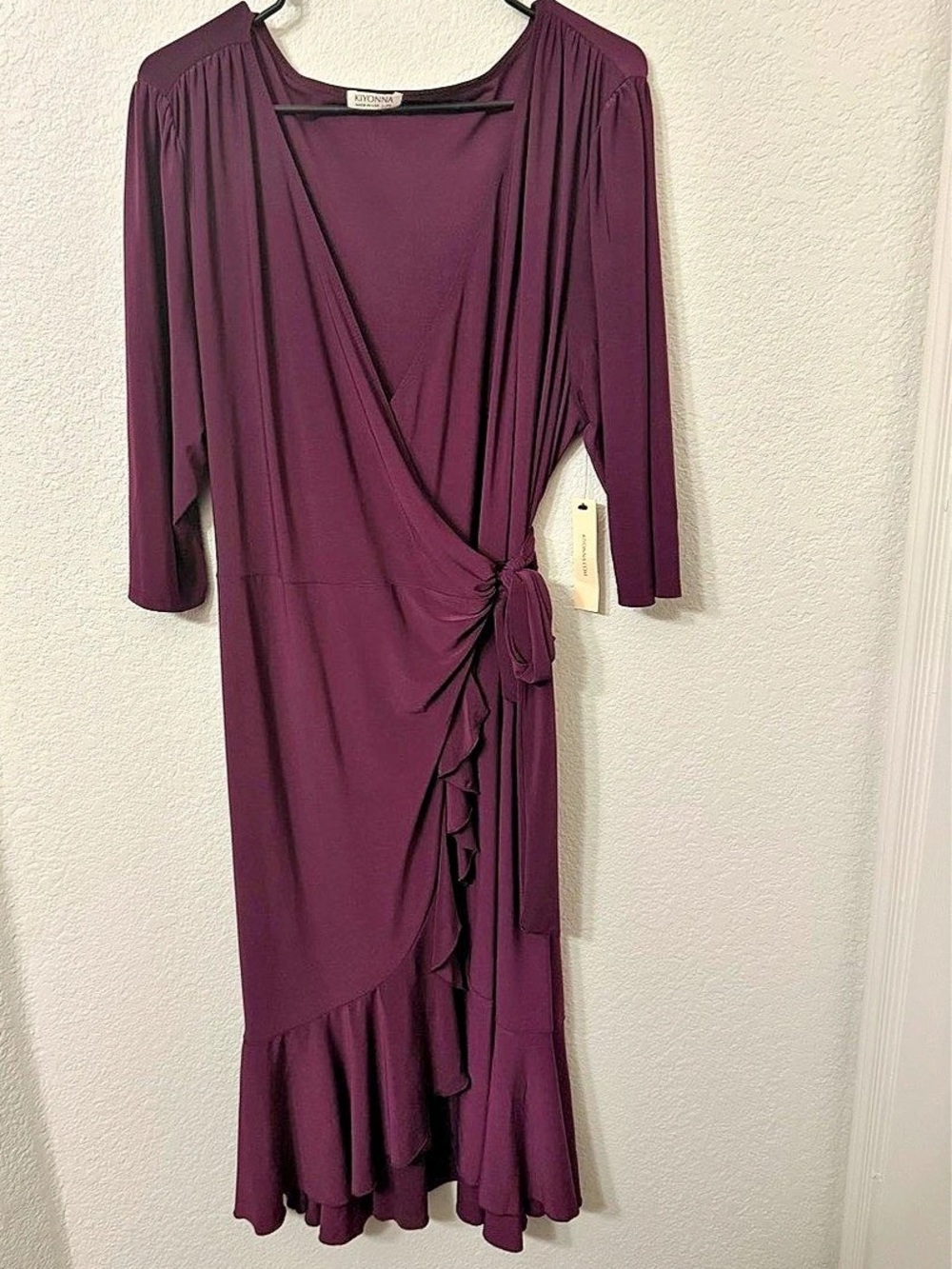 Kiyonna Whimsy Wrap Dress Midi Purple 2X NWT